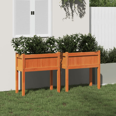 VidaXL plantekasser med ben 2 cm massiv fyrretræ, vask brun