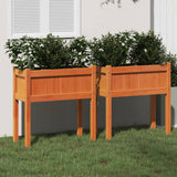 VidaXL plantekasser med ben 2 cm massiv fyrretræ, vask brun