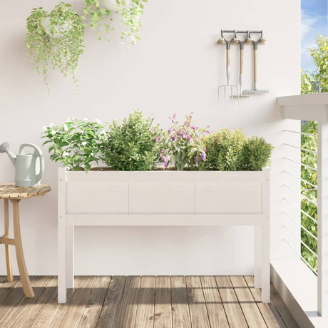 Vidaxx plantekasse med ben 110x31x70 cm massiv fyrretræ hvid