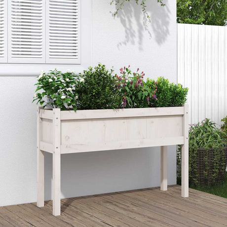 Vidaxx plantekasse med ben 110x31x70 cm massiv fyrretræ hvid
