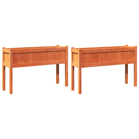 VidaXL plantekasser med ben 2 cm massiv fyrretræ, vask brun