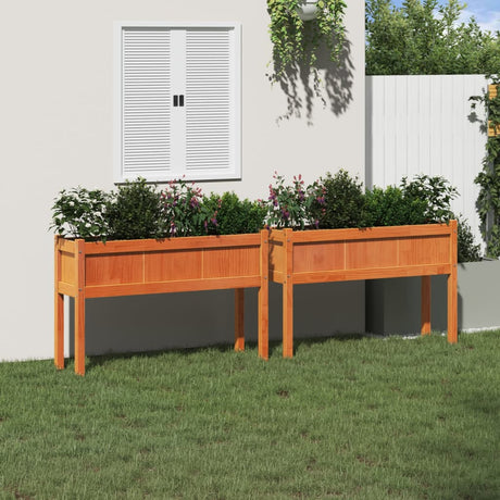 VidaXL plantekasser med ben 2 cm massiv fyrretræ, vask brun