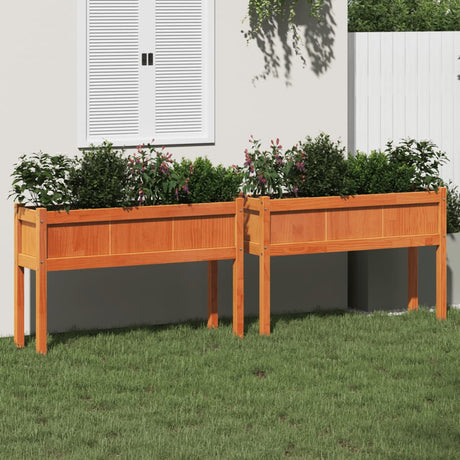VidaXL plantekasser med ben 2 cm massiv fyrretræ, vask brun