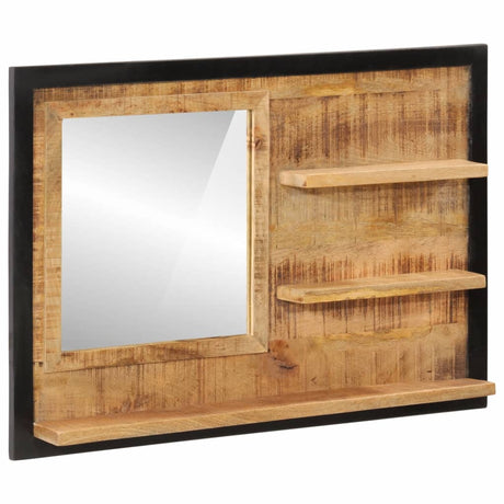 Vidaxx spejl med hylder 80x8x55 cm glas og massivt mangotræ