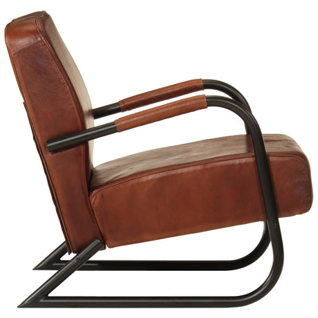 Vidaxl fauteuil echt leer bruin