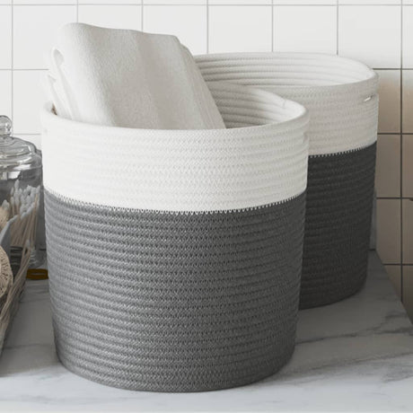 Vidaxx opbevaringskurve 2 stk ø 28x28 cm bomuld grå og hvid