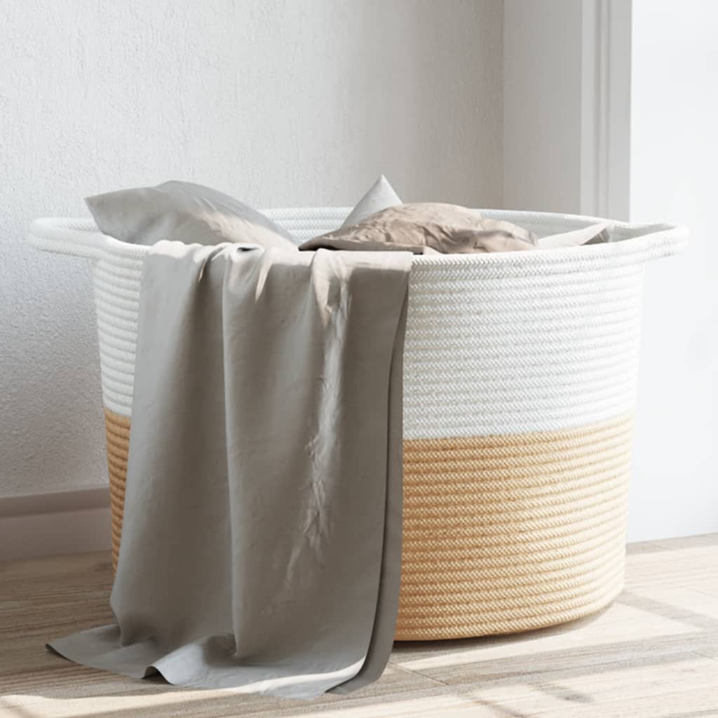 Vidaxl vaskeri kurv Ø 55x36 cm bomulds beige og hvid