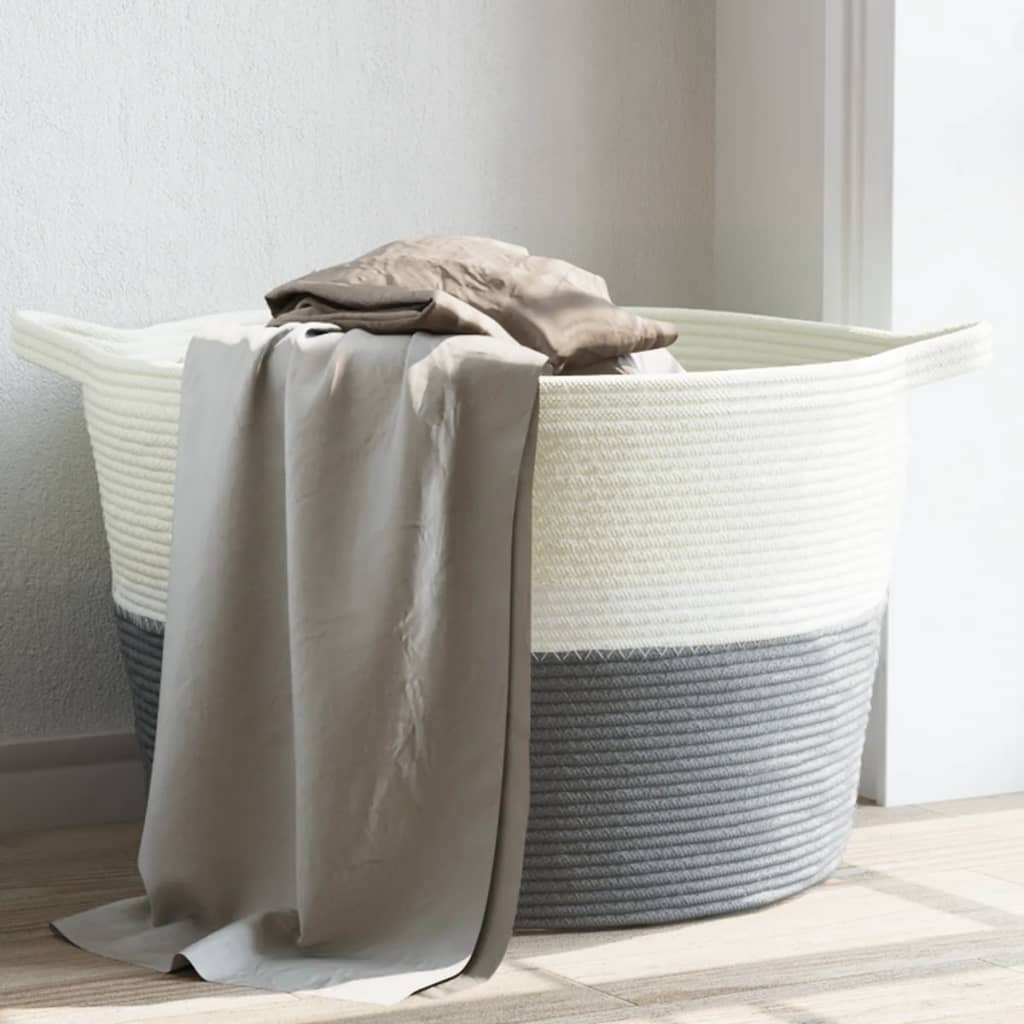 Vidaxl vaskeri kurv Ø 60x36 cm bomuld grå og hvid