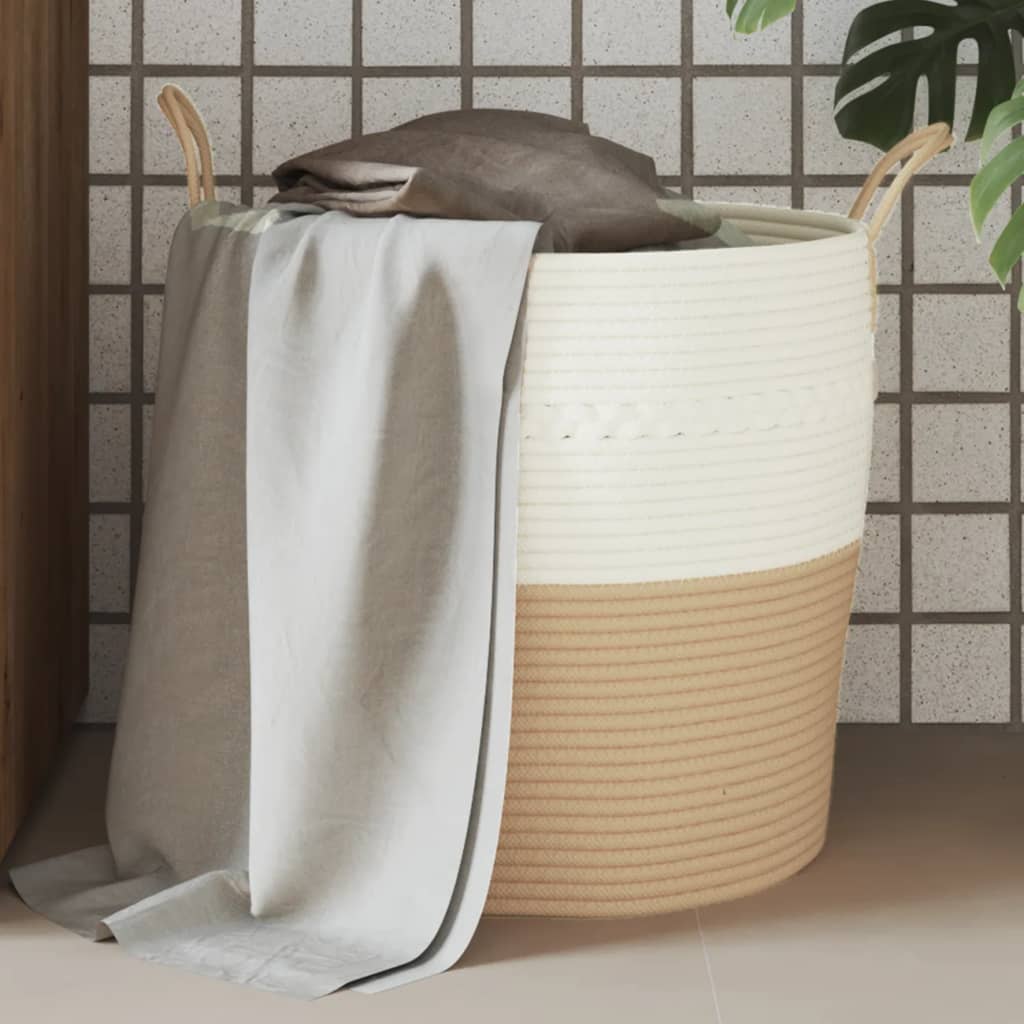 Vidaxx opbevaringskurv ø 43x38 cm bomuld beige og hvid