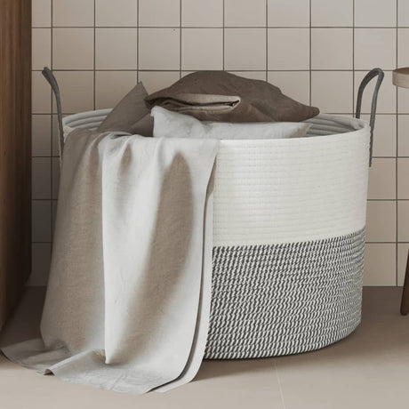 Vidaxx opbevaringskurv ø 51x33 cm bomuld grå og hvid