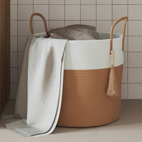 Vidaxx opbevaringskurv ø 40x35 cm bomuld brun og hvid