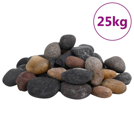 Vidaxl småsten poleret 5-8 cm 25 kg flerfarvet