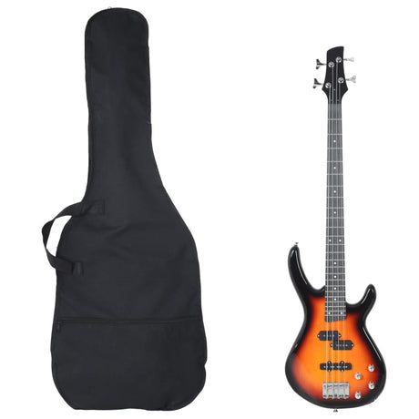 Vidaxl basguitar til begyndere elektrisk med taske 4 4 ​​46 brun sort