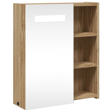 Vidaxl badkamerkast met spiegel en led 45x13x52 cm eikenkleurig