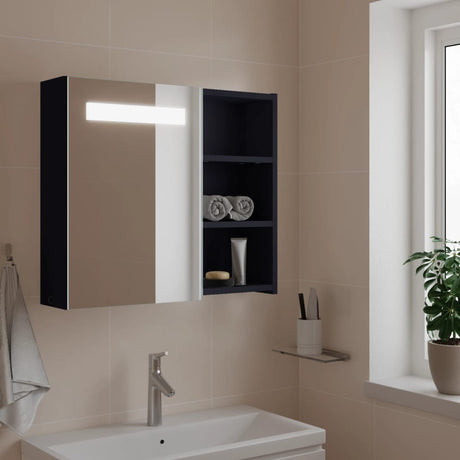 Vidaxl badkamerkast met spiegel en led 60x13x52 cm grijs