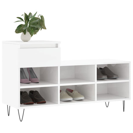 Vidaxx skoskab 102x36x60 cm færdigt træ højglans hvid