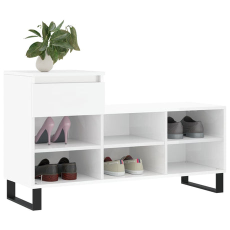 Vidaxx skoskab 102x36x60 cm færdigt træ højglans hvid