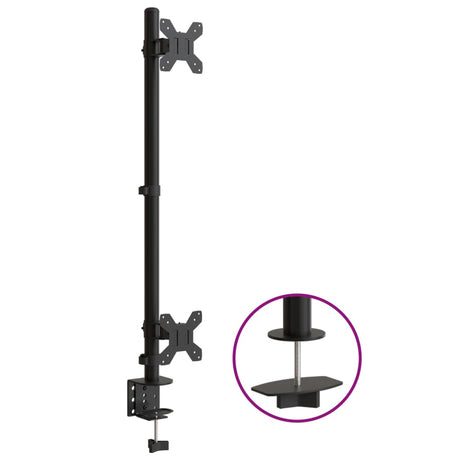 Vidaxl skærmstativ dobbelt VESA 75 100 mm stål sort