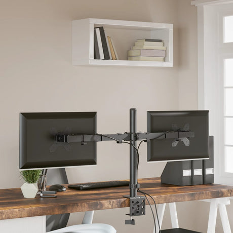 Vidaxl skærmstativ dobbelt VESA 75 100 mm stål sort