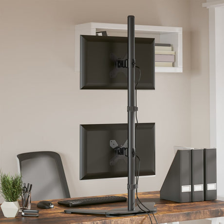 Vidaxl skærmstativ dobbelt VESA 75 100 mm stål sort