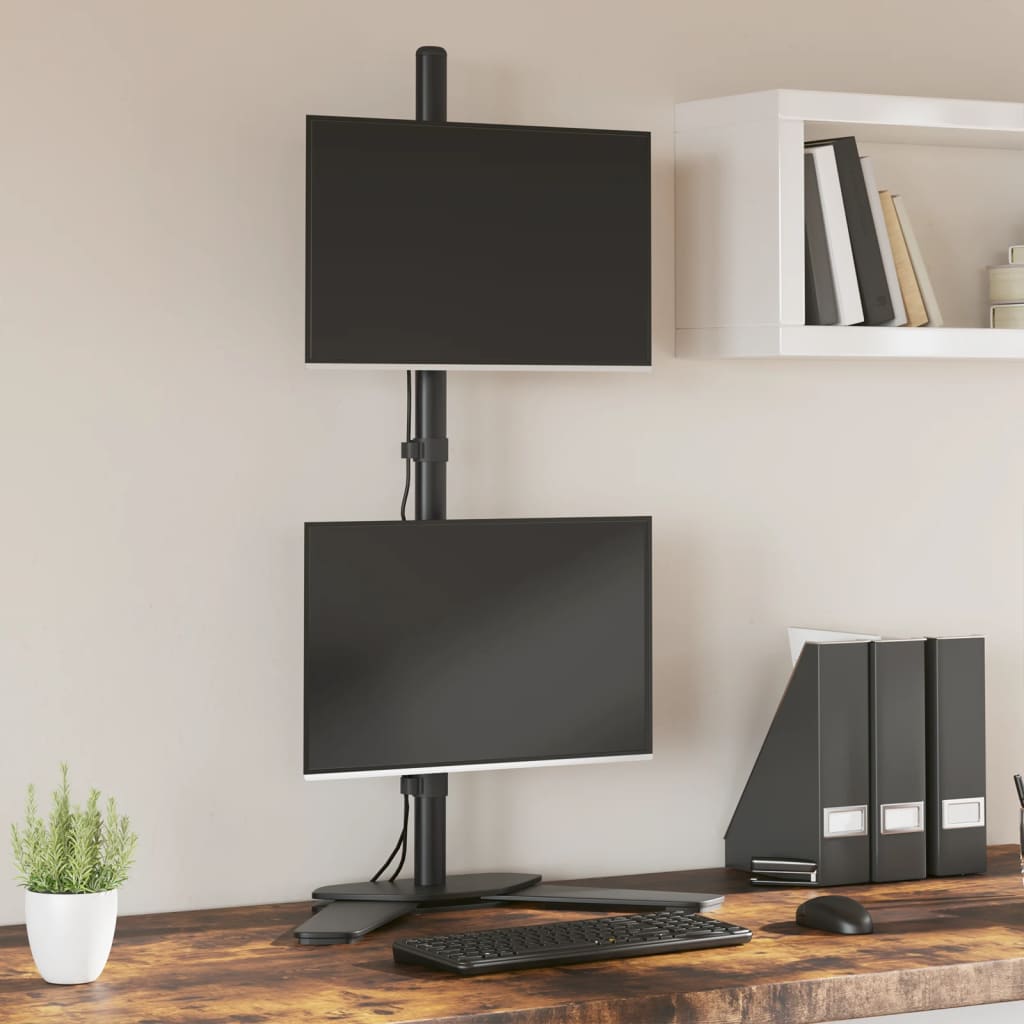 Vidaxl skærmstativ dobbelt VESA 75 100 mm stål sort