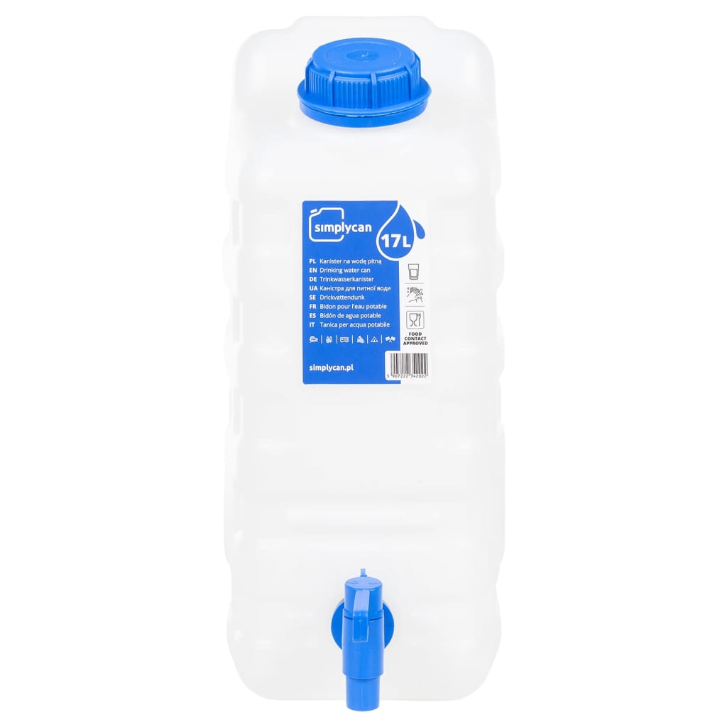 VidaXL vandtank med vandhane 15 l plast gennemsigtig