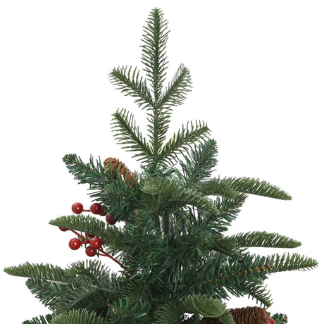 Vidaxl kunstigt juletræ med hængsler kogler og bær 150 cm