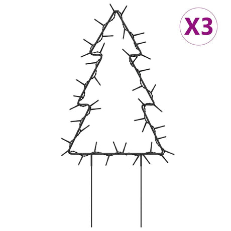 VidaXL julelys juletræ 3 stk med jordspyd 50 lysdioder 30 cm