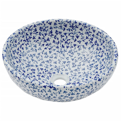 Vidaxx påbygningsvask rund φ41x14 cm keramik hvid og blå
