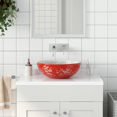 Vidaxx påbygningsvask rund φ41x14 cm keramik hvid og rød