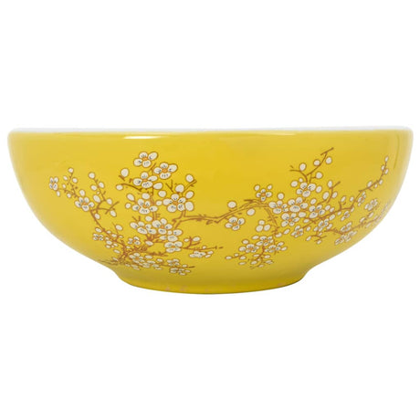 Vidaxx påbygningsvask rund φ41x14 cm keramik hvid og gul
