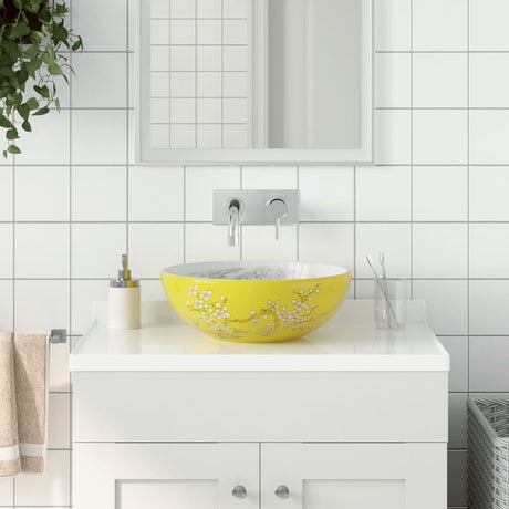 Vidaxx påbygningsvask rund φ41x14 cm keramik hvid og gul