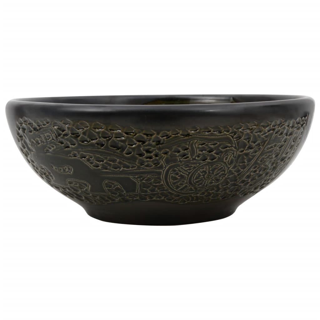 Vidaxx påbygningsvask rund φ41x14 cm keramisk sort