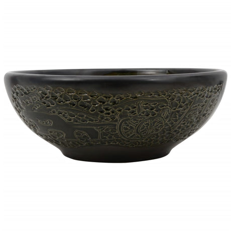 Vidaxx påbygningsvask rund φ41x14 cm keramisk sort