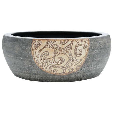 Vidaxx påbygningsvask rund φ41x14 cm keramik sort og brun