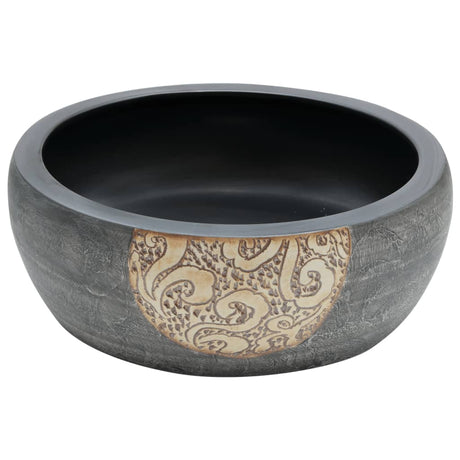 Vidaxx påbygningsvask rund φ41x14 cm keramik sort og brun