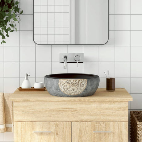 Vidaxx påbygningsvask rund φ41x14 cm keramik sort og brun
