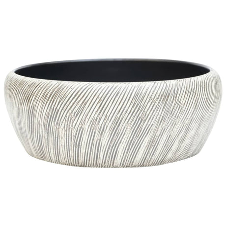 Vidaxx påbygningsvask rund φ41x14 cm keramik sort og grå