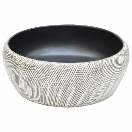 Vidaxx påbygningsvask rund φ41x14 cm keramik sort og grå