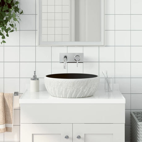 Vidaxx påbygningsvask rund φ41x14 cm keramik sort og grå