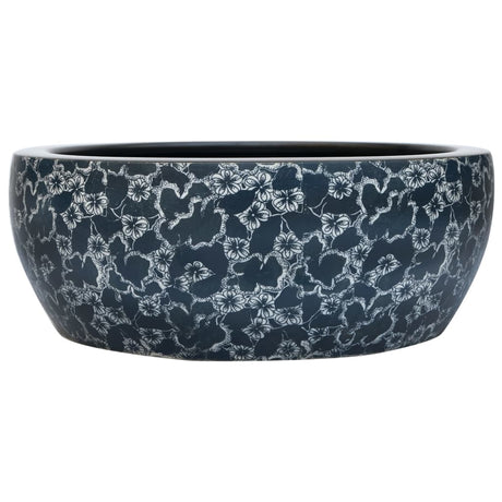 Vidaxx påbygningsvask rund φ41x14 cm keramik sort og blå