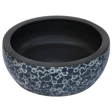 Vidaxx påbygningsvask rund φ41x14 cm keramik sort og blå