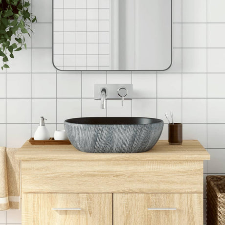 Vidaxx bordplade vask oval 47x33x13 cm keramik sort og grå
