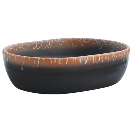 Vidaxx bordplade vask oval 47x33x13 cm keramik sort og orange