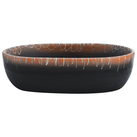 Vidaxx bordplade vask oval 47x33x13 cm keramik sort og orange