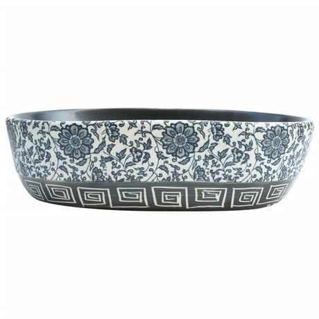 Vidaxx bordplade vask oval 47x33x13 cm keramik sort og blå