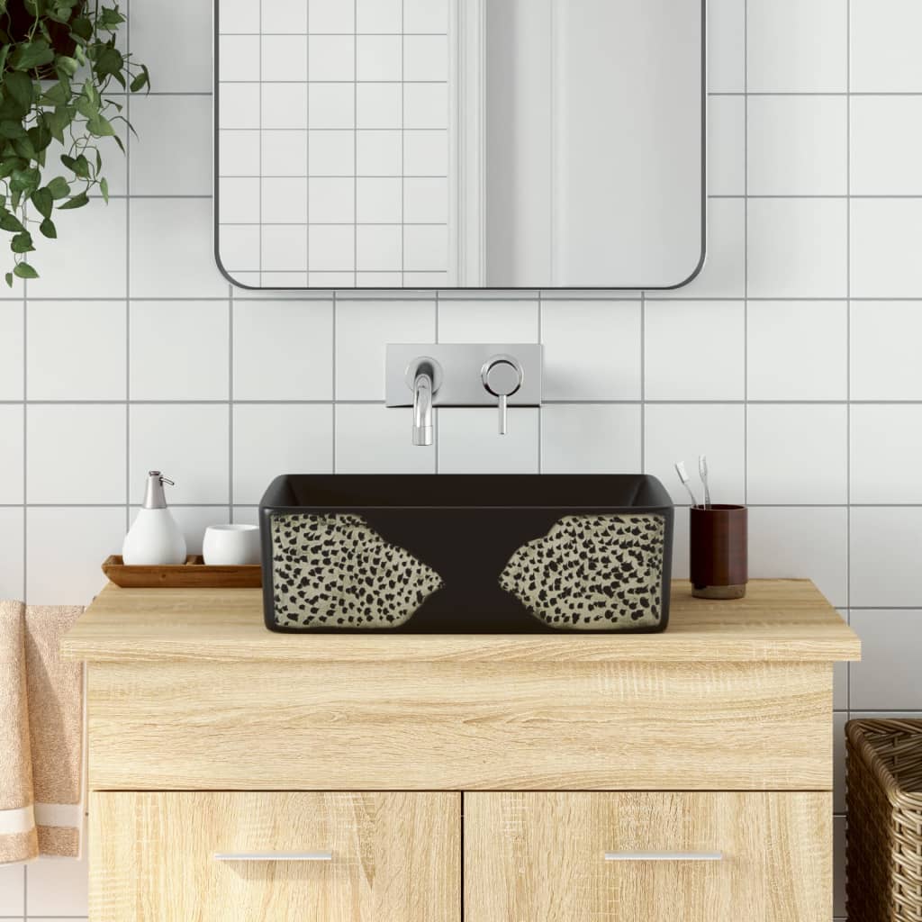 Vidaxx overflademonteret vask rektangulær 46x35,5x13 cm keramik sort