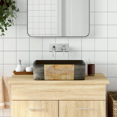 Vidaxx overflademonteret vask rektangulær 46x35,5x13 cm keramik sort og brun