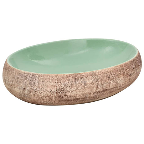 Vidaxx bordplade vask oval 59x40x15 cm keramik grøn og brun