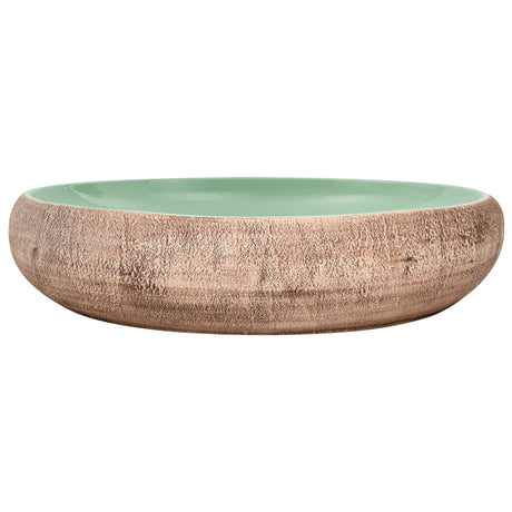 Vidaxx bordplade vask oval 59x40x15 cm keramik grøn og brun